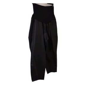 Maternity Pants Women's Size 3X Black Pregnancy Pants Adult Faux Leather Pockets